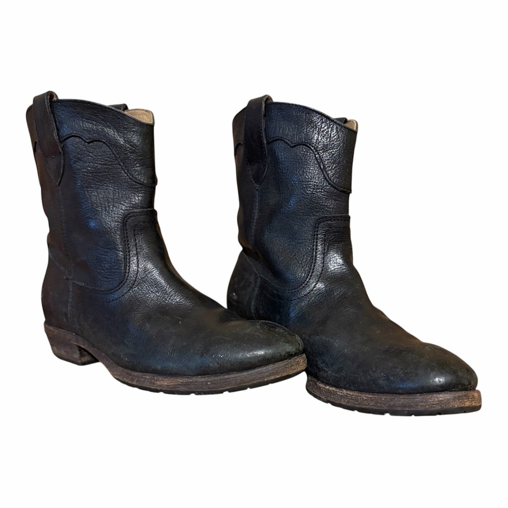 Frye Anna Shortie Black Leather Pull Up Boots Women S